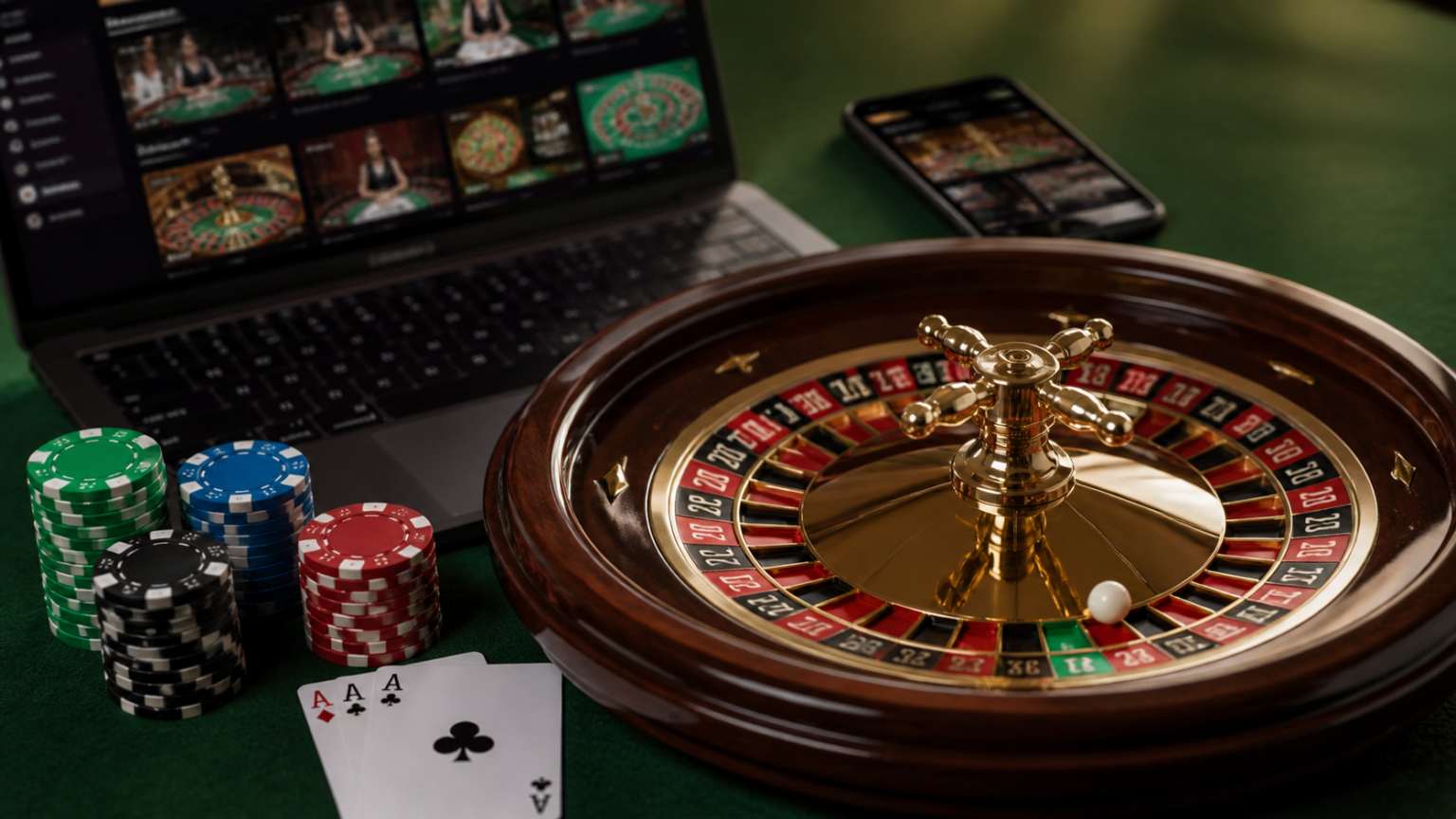 How Betting Sites Shape Modern Gaming Choices Casino-themed image showing betting sites on a device beside chips and cards