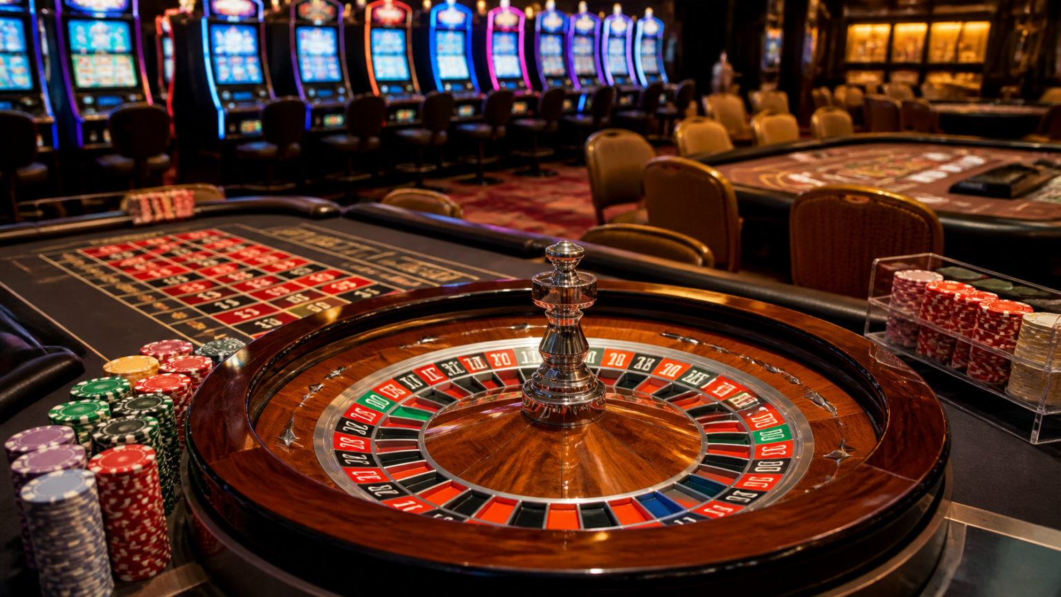 Online Casinos Singapore: A Practical Guide for Players Casino gaming table with roulette wheel, cards, and slot machines