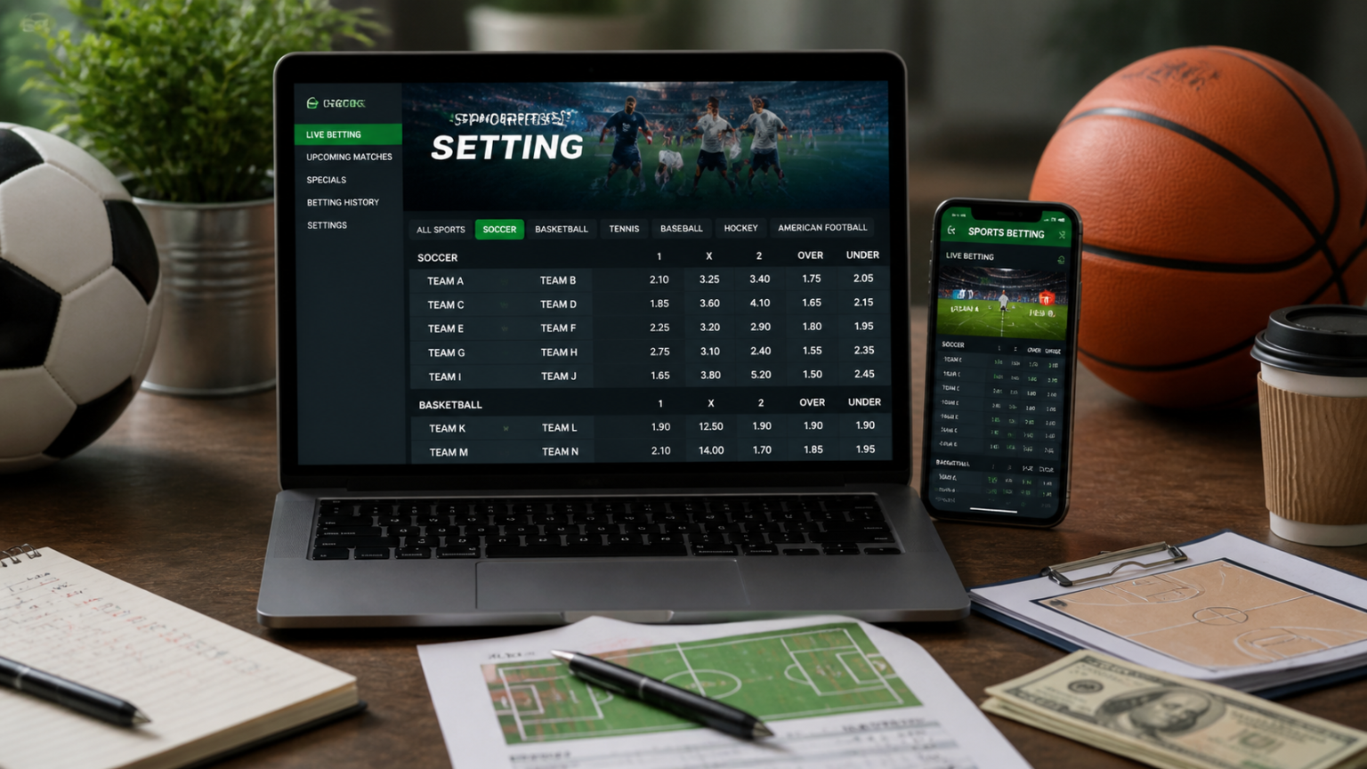 sports betting sites Singapore: How to Evaluate Them Carefully Sports betting site shown on a screen with betting slips and sports balls