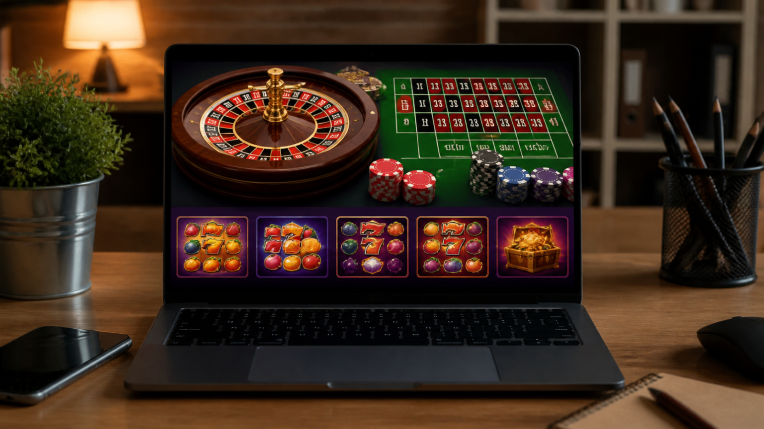 Start With the Games and Features You Actually Want: betting sites Laptop displaying an online casino betting interface with roulette and slot games
